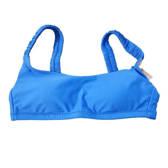 J. Crew Blue Scrunchie Strap Squareneck Bikini Top New With Tags Womens Size XXS - Picture 1 of 15